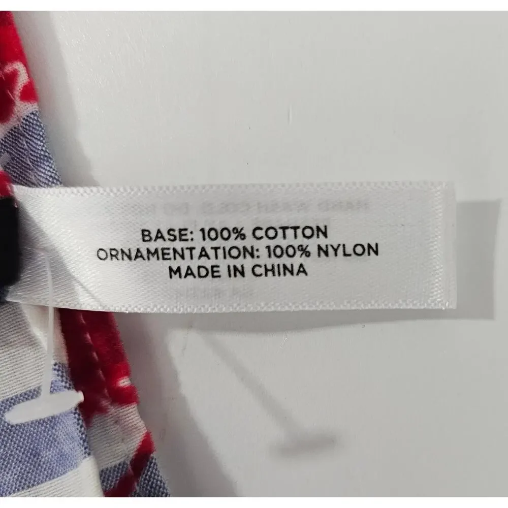 TALBOTS Nautical Preppy Striped White & Blue Red Velvety Lobster Scarf  73 x 28